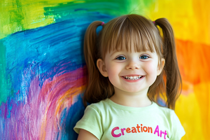 Here's a more playful and expanded version of Mia's story, with added fun facts and elements to engage readers:  Meet Mia – Our Little Artist with a Love for Furry Friends! 🐱🎨