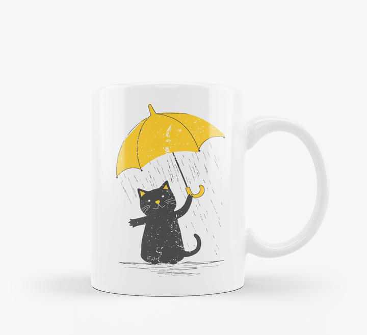 Good Morning & Umbrella Cat Mug Set | Playful Cat Design | Cute Gift for Cat Lovers