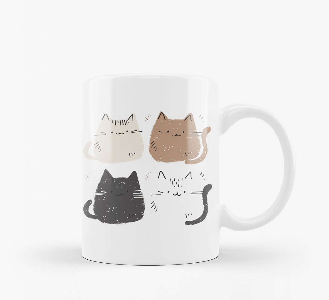 Cute Cat & Good Morning Mug Set | Adorable Gift for Coffee Lovers | Morning Vibes