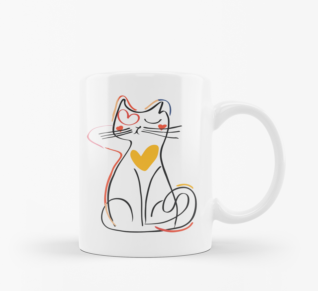 Good Morning & Playful Cat Mug Set | Cheerful Cat Lover Gift | Fun Coffee Mug Duo