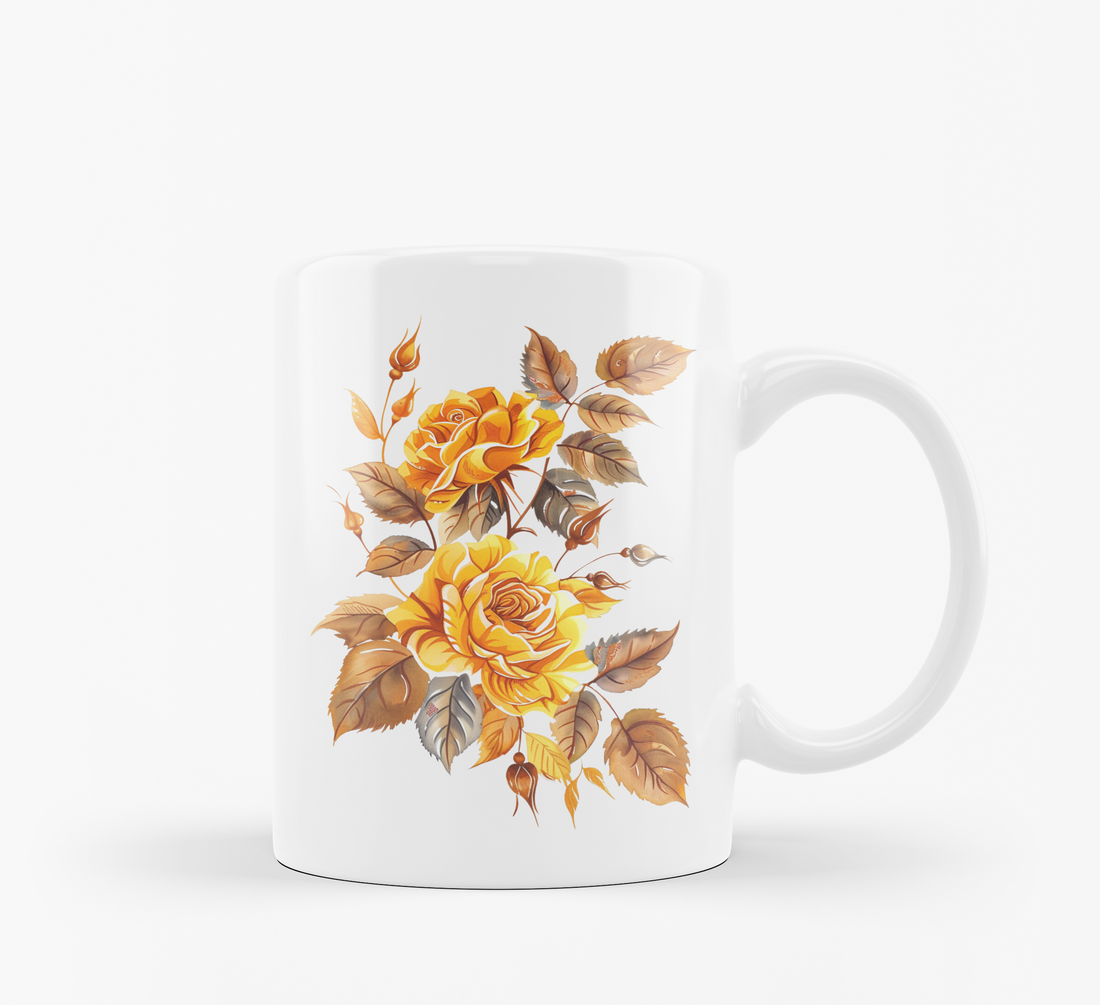 Autumn Rose & Good Morning Mug Set | Floral Design | Perfect Fall Gift for Coffee Lovers