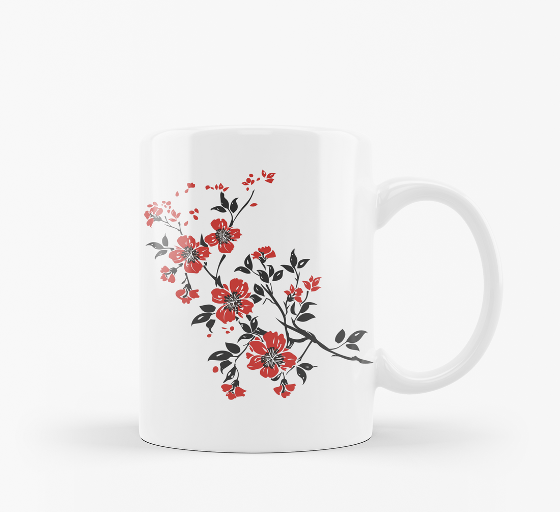 Good Morning & Red Floral Mug Set | Charming Flower Design | Cozy Coffee Mug Gift