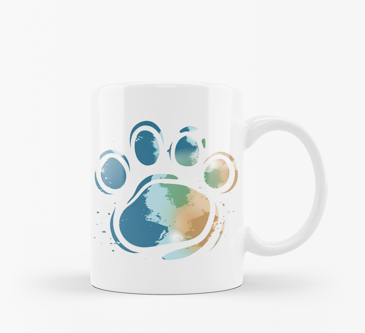 Good Morning & Paw Print Earth Mug Set | Eco-Friendly Animal Lover Design | Unique Gift for Nature Lovers