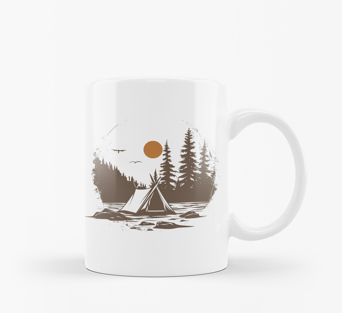 Good Morning & Campfire Adventure Mug Set | Rustic Nature Design | Perfect for Outdoor Lovers