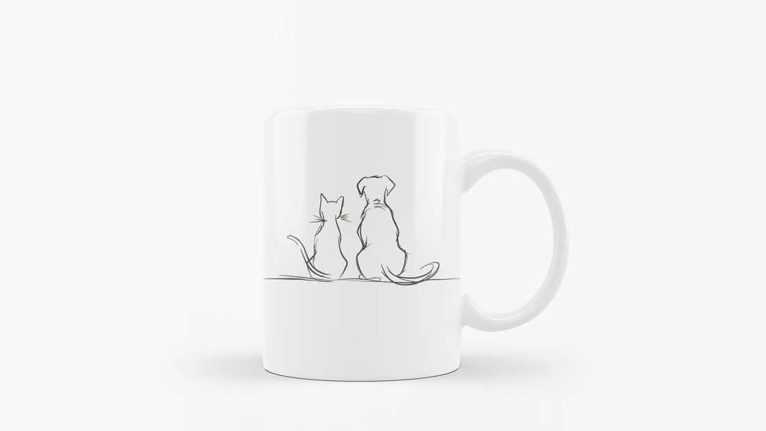 Good Morning Mug with Cat & Dog Design | Cute Pet Lovers Coffee Mug