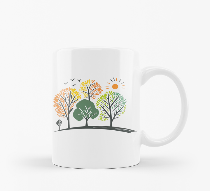 Nature Tree Mug | Colorful Forest Design | Eco-Inspired Coffee Mug for Nature Lovers