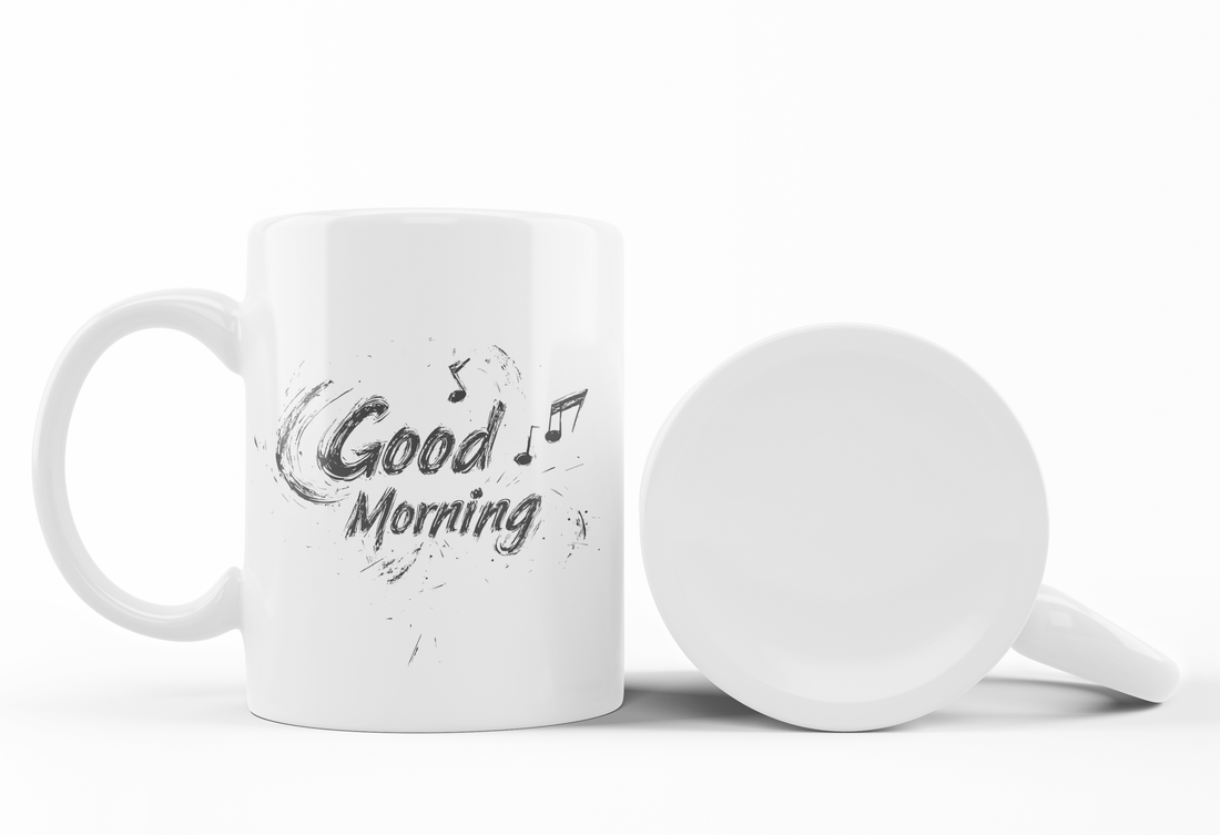 Music Lover's Good Morning Mug Set | Vibrant Musical Note Design | Perfect Gift for Musicians