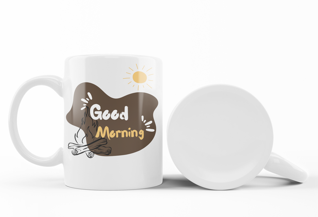 Good Morning & Campfire Adventure Mug Set | Rustic Nature Design | Perfect for Outdoor Lovers