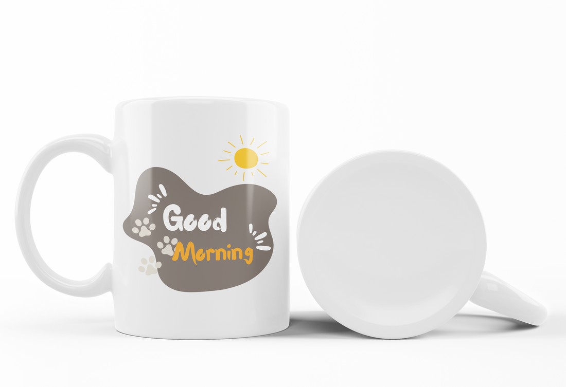 Cute Cat & Good Morning Mug Set | Adorable Gift for Coffee Lovers | Morning Vibes