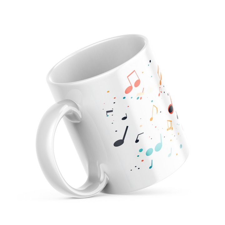 Colorful Musical Notes Ceramic Coffee Mug, 11 oz Full-Wrap Mug with Vibrant Music Notes and Confetti Design, Dishwasher and Microwave Safe Mug for Music Enthusiasts, Inspired by Nature