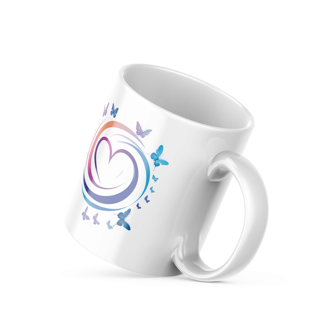 Butterfly Heart Mug Set | Whimsical Butterfly & Heart Design | Cheerful Drinkware for Butterfly Lovers