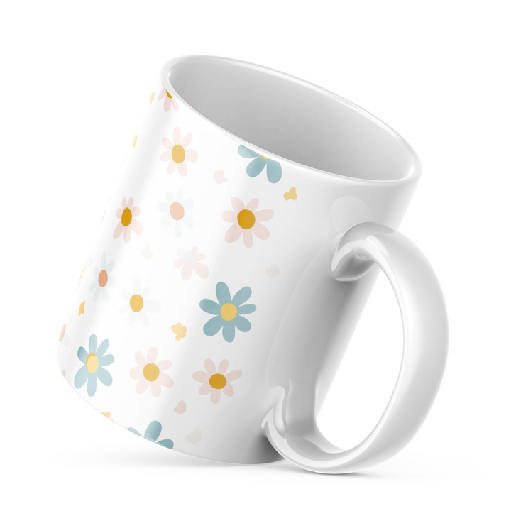 Floral Ceramic Coffee Mug | 11 oz Drinkware with Yellow and Orange Bloom Pattern | Durable Nature-Inspired Mug for Home, Office, Tea, and Hot Beverages | Stylish Everyday Coffee Cup