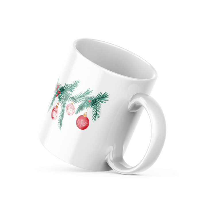 Festive Holiday Mug Set | Christmas Ornament & Evergreen Design | Perfect for Holiday Cheer