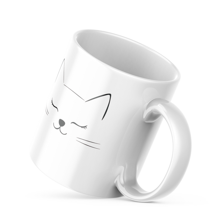 Minimalist Cat Good Morning Ceramic Coffee Mug | 11 oz Double-Sided Mug with Cute Cat Face Illustration and "Good Morning" Design | Dishwasher and Microwave Safe Mug for Cat Lovers – Inspired by Nature