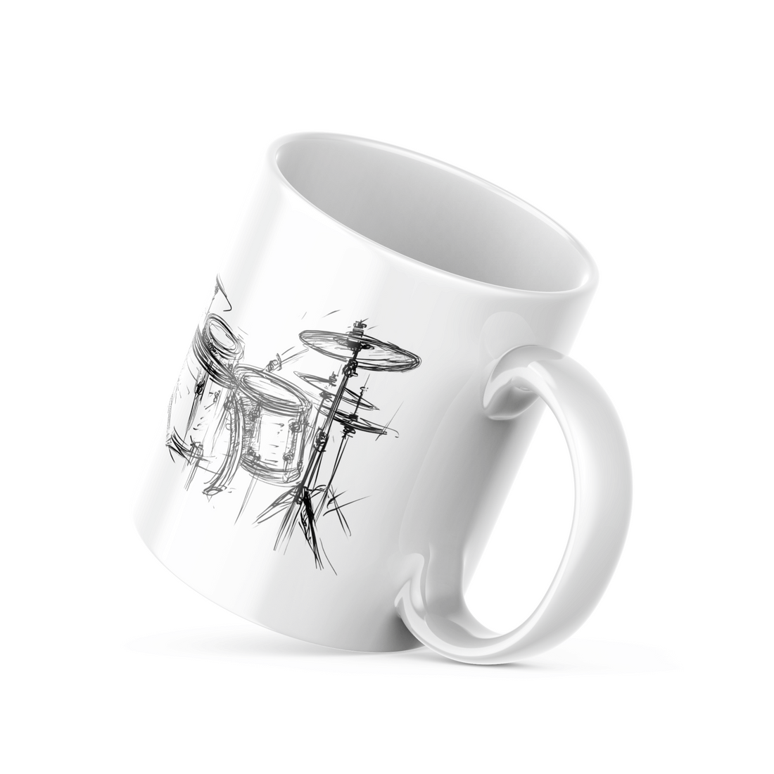 Good Morning Drum Set Mug Collection | Sketch-Style Drum Kit & Good Morning Design | 11oz Coffee Mugs for Drummers