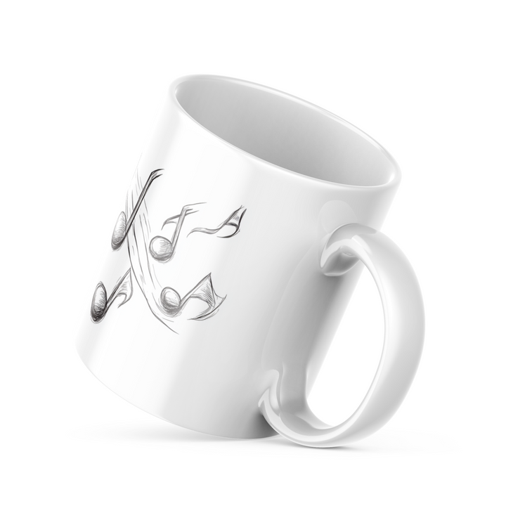 Musical Notes Ceramic Coffee Mug, 11 oz Double-Sided Mug with Artistic Music Notes Design, Dishwasher and Microwave Safe Mug for Music Enthusiasts, Inspired by Nature