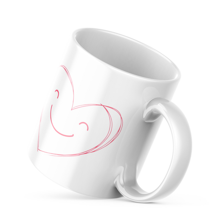 Heartwarming Good Morning Ceramic Coffee Mug, 11 oz Double-Sided Mug with Smiling Heart and "Good Morning" Design, Dishwasher and Microwave Safe Mug for Love and Positivity, Inspired by Nature