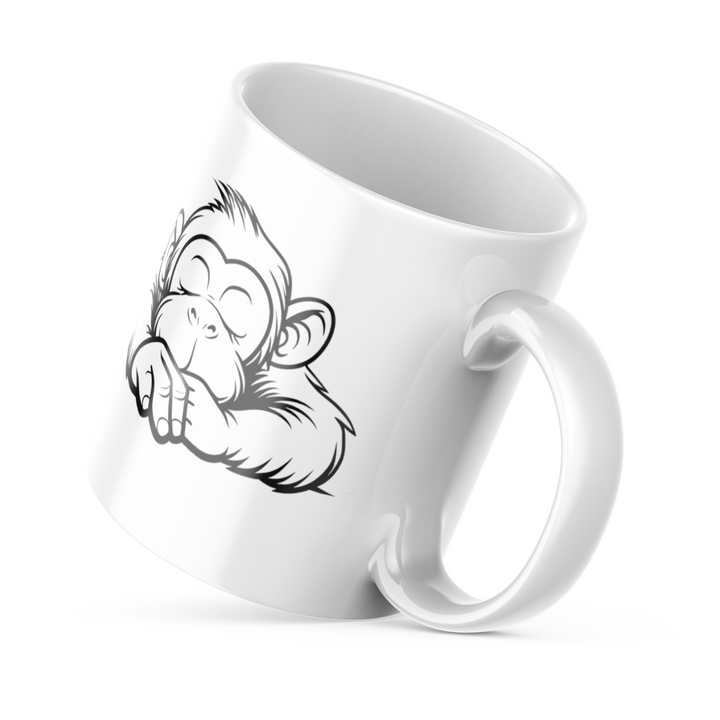 Playful Monkey Ceramic Coffee Mug, 11 oz Double-Sided Mug with Adorable Monkey Illustration and "Good Morning" Design, Dishwasher and Microwave Safe Ceramic Mug for Animal Lovers, Inspired by Nature