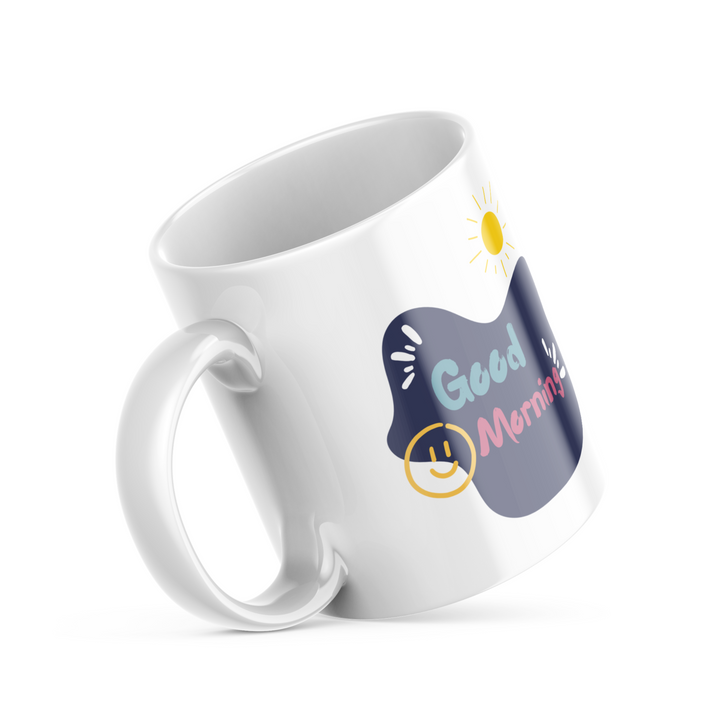Happy Days Good Morning Mug - 325ml (11oz) White Ceramic Coffee Cup with Uplifting Typography Design, Perfect Gift for Positivity Seekers