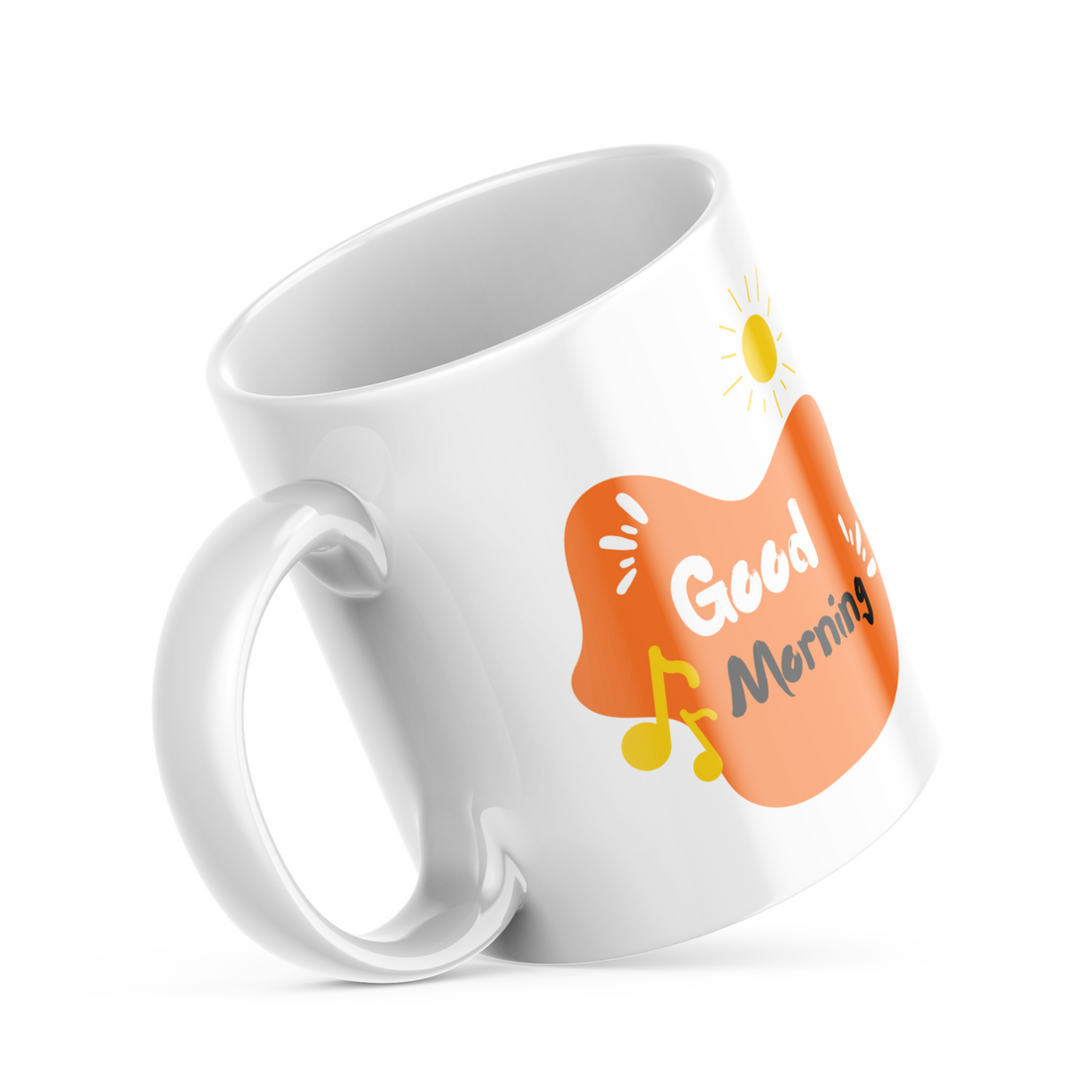 Musical Notes Good Morning Mug - 325ml (11oz) White Ceramic Coffee Cup with Treble Clef and Notes Design, Perfect Gift for Music Lovers