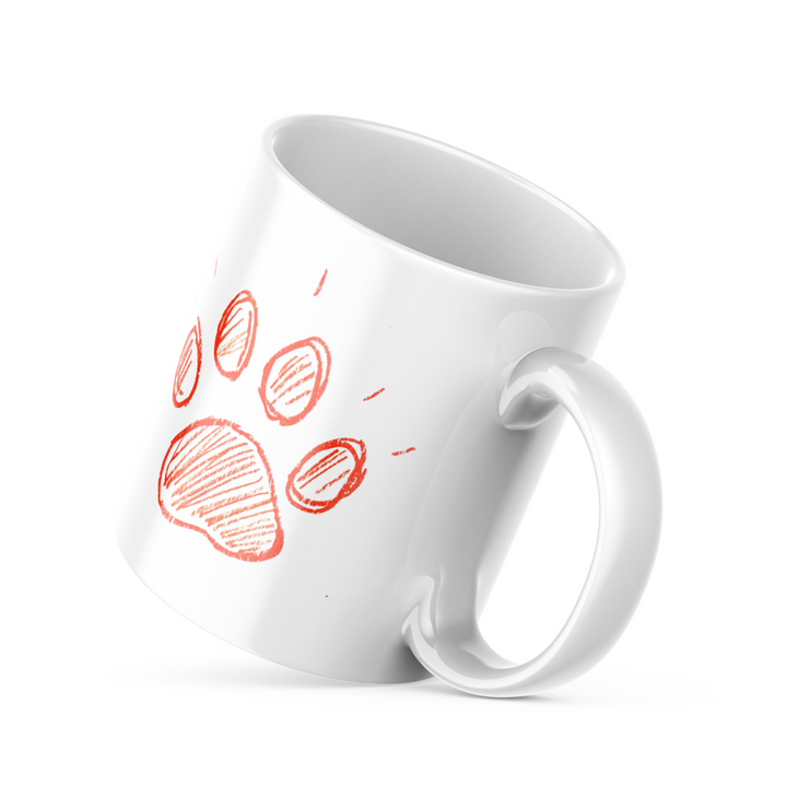 Good Morning Paw Print Ceramic Coffee Mug | 11 oz Double-Sided Mug with Orange Paw Design and "Good Morning" Message | Perfect for Pet Lovers, Coffee, and Tea Enthusiasts