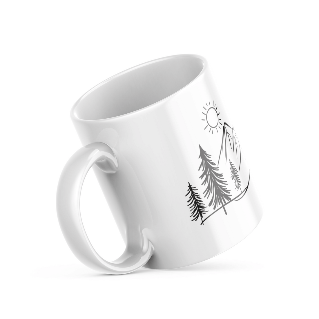 🌄 Minimalist Mountain & Forest Mug Set – Nature-Inspired Ceramic Coffee Mugs for Outdoor Lovers