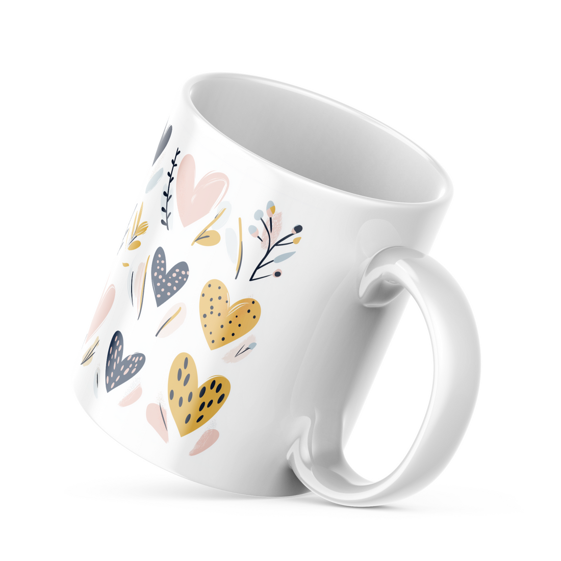 Good Morning Heart Design Ceramic Coffee Mug | 11 oz Coffee and Tea Mug with Cute Heart and Balloon Pattern | Durable Ceramic, Microwave & Dishwasher Safe | Great for Home or Office