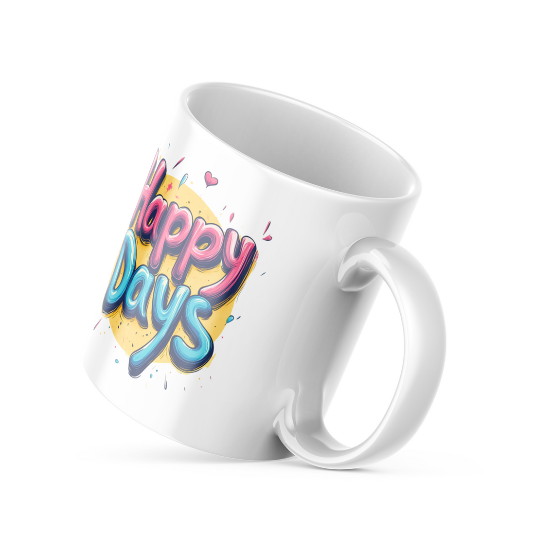 Happy Days Good Morning Mug - 325ml (11oz) White Ceramic Coffee Cup with Uplifting Typography Design, Perfect Gift for Positivity Seekers