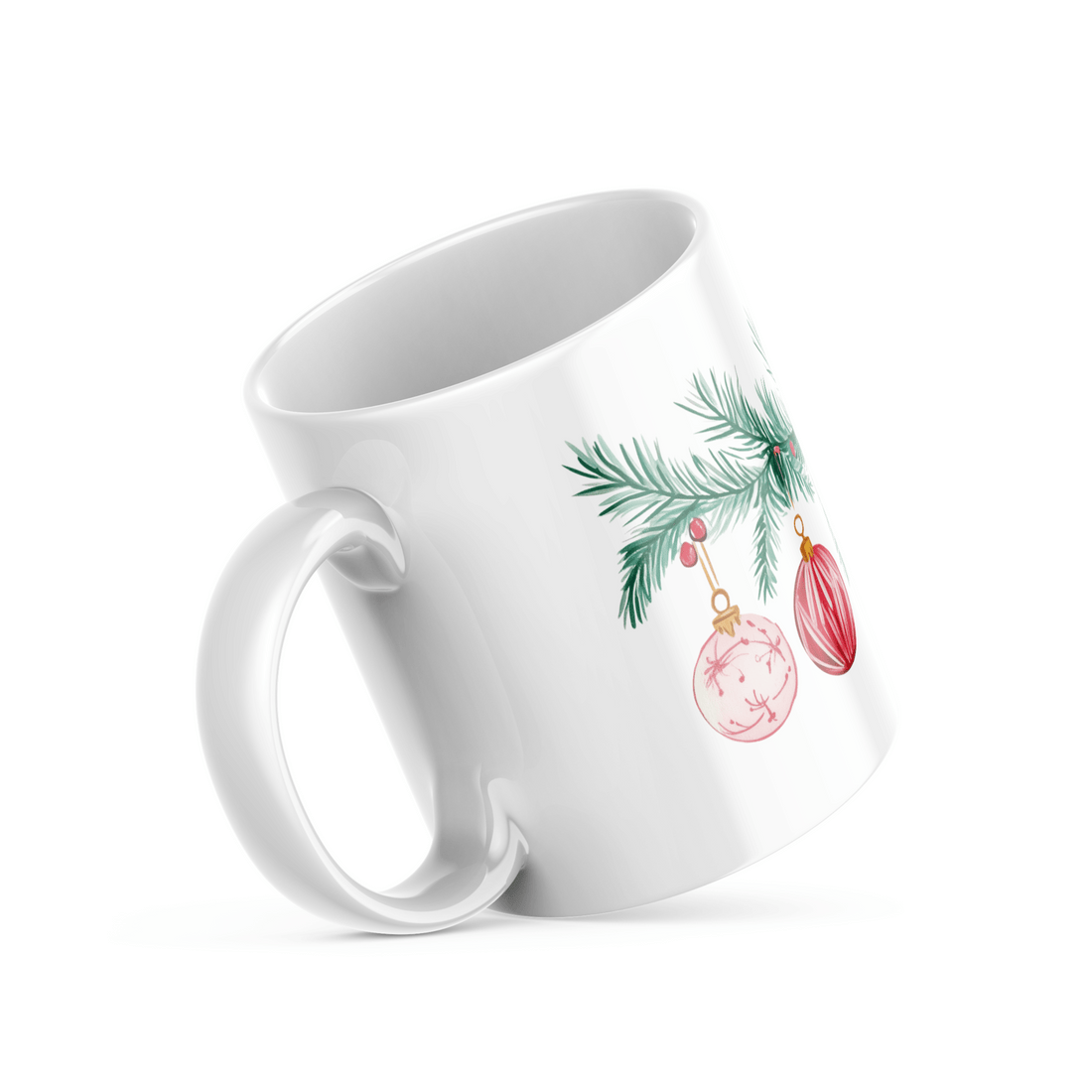 Festive Holiday Mug Set | Christmas Ornament & Evergreen Design | Perfect for Holiday Cheer