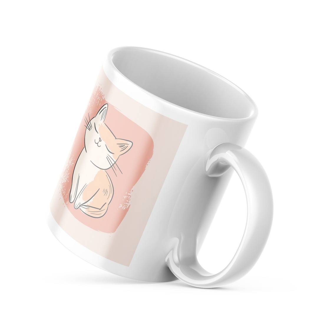 Minimalist Cat Good Morning Coffee Mug | 11 oz Double-Sided Ceramic Mug with Cute Cat Design and "Good Morning" Message | Unique Mug for Cat Lovers, Pet Owners, and Coffee Enthusiasts