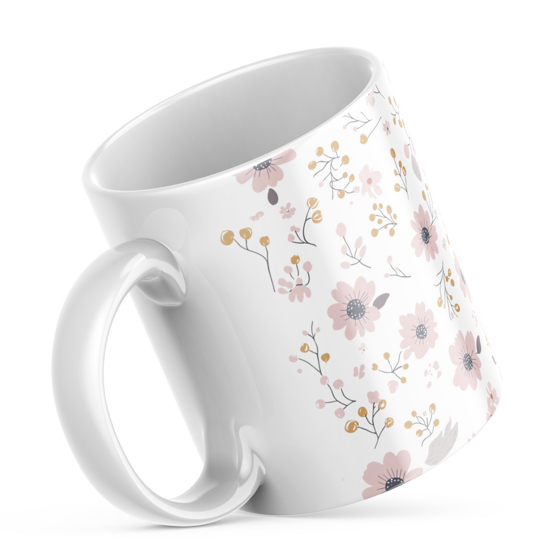 Floral Elegance Coffee Mug | 11 oz Ceramic Mug with Pastel Flower Pattern | Nature-Inspired Coffee Cup for Home, Office, Tea, and Hot Chocolate | Stylish and Durable Drinkware for Everyday Use