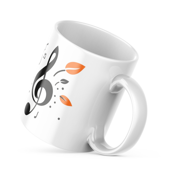 Musical Notes Good Morning Mug - 325ml (11oz) White Ceramic Coffee Cup with Treble Clef and Notes Design, Perfect Gift for Music Lovers