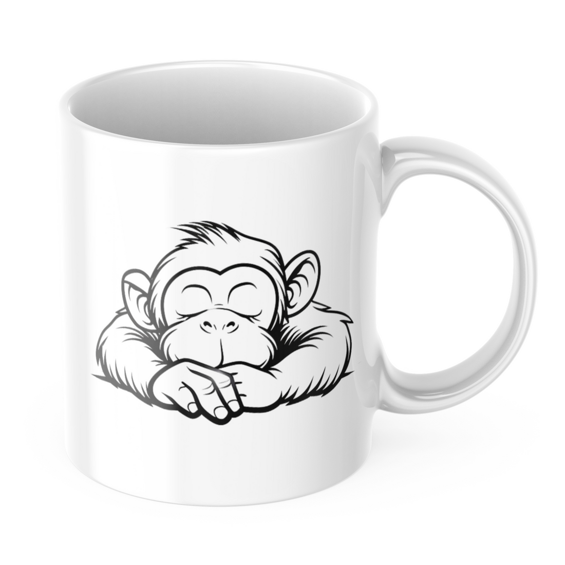 Playful Monkey Ceramic Coffee Mug, 11 oz Double-Sided Mug with Adorable Monkey Illustration and "Good Morning" Design, Dishwasher and Microwave Safe Ceramic Mug for Animal Lovers, Inspired by Nature