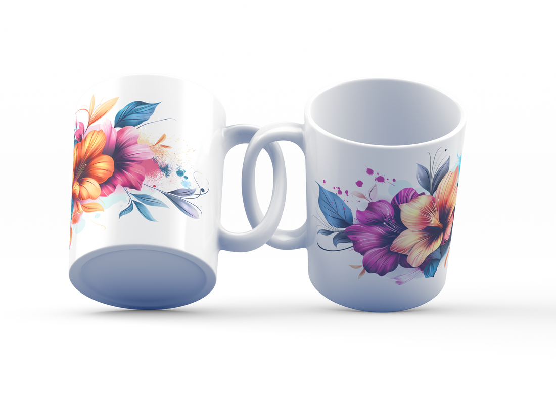 Floral Bloom Coffee Mug – 11oz Ceramic Mug with Vibrant Flower Design – Perfect Gift for Nature Lovers, Garden Enthusiasts, and Tea Drinkers – Dishwasher and Microwave Safe