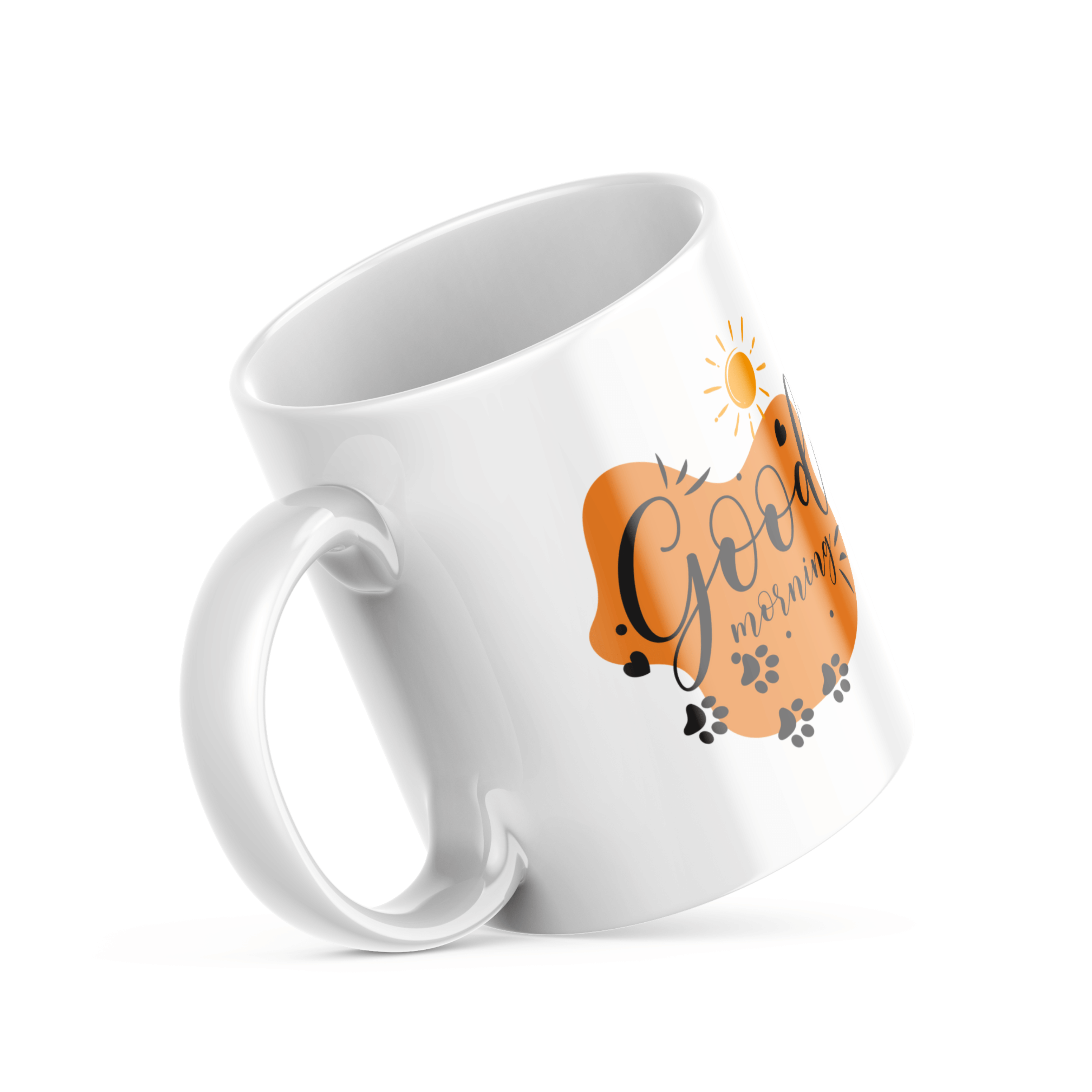 11oz ceramic mug with orange and black pet paw prints