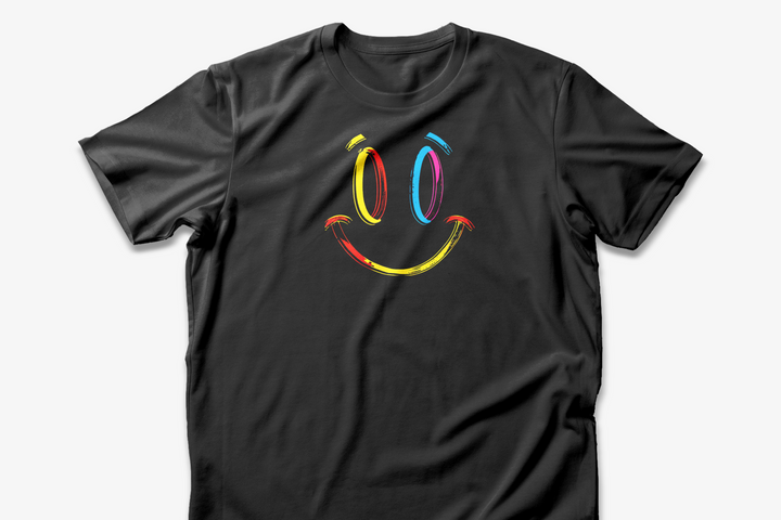 Colorful Smiley Face T-shirt | Vibrant Brushstroke Design | Positive Vibes Gift Tee