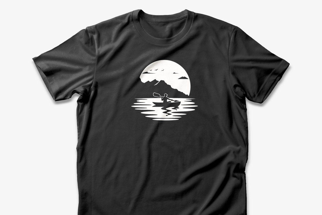 Kayaking Under the Moon T-shirt | Adventure Silhouette Design | Outdoor Enthusiast Gift Tee