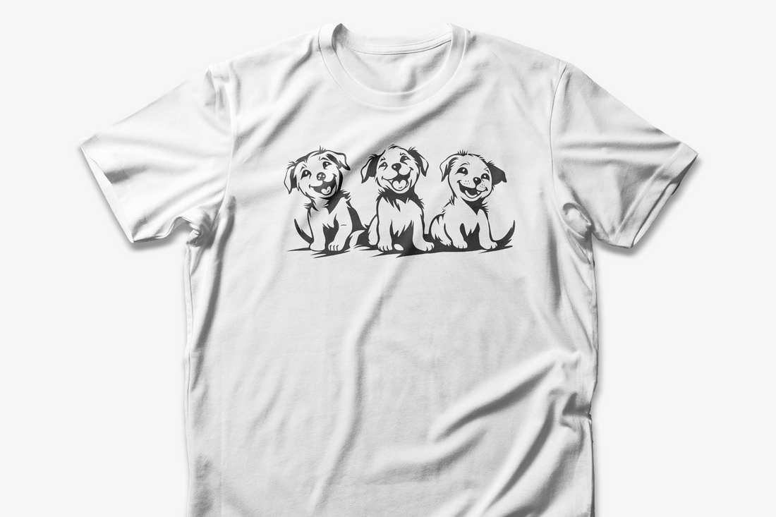 Happy Puppies T-shirt | Cute Dog Trio Design | Fun Gift for Dog Lovers