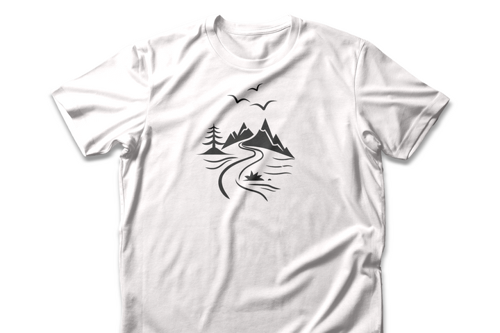 Mountain River Adventure T-shirt | Minimalist Nature Design | Outdoor Enthusiast Gift Tee