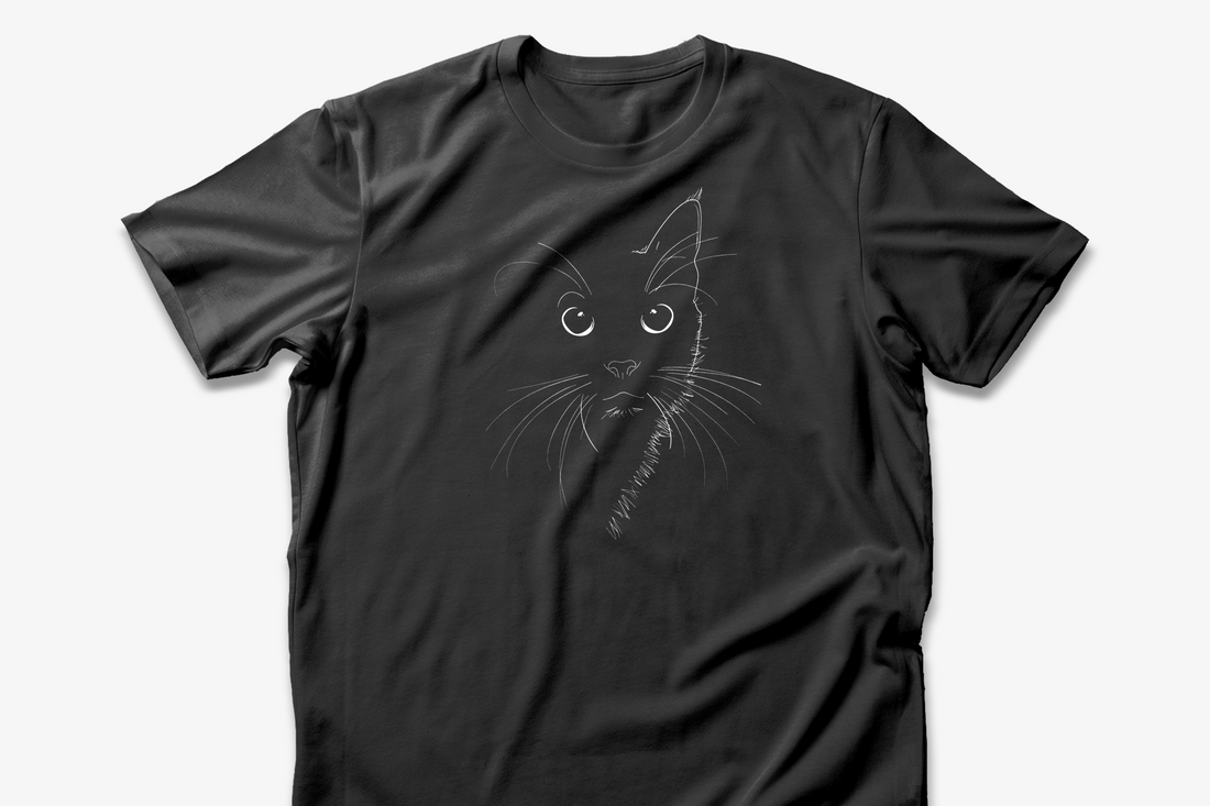 Curious Cat Line Art T-shirt | Minimalist Cat Design | Gift for Cat Lovers