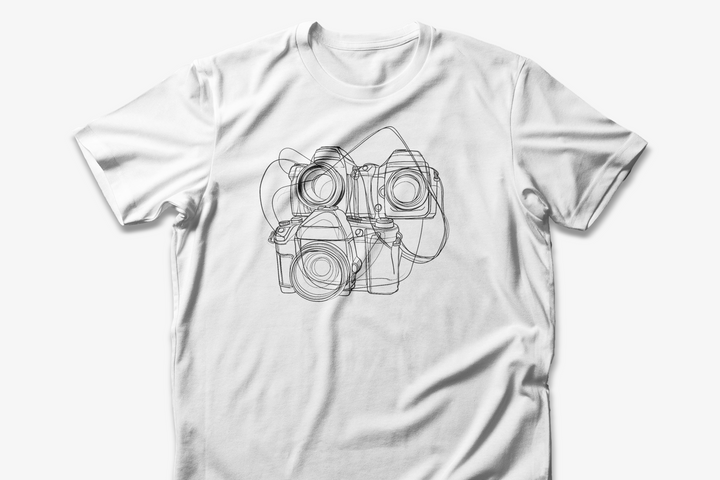 Retro Camera Sketch T-shirt | Minimalist Photography Design | Photographer Gift Tee