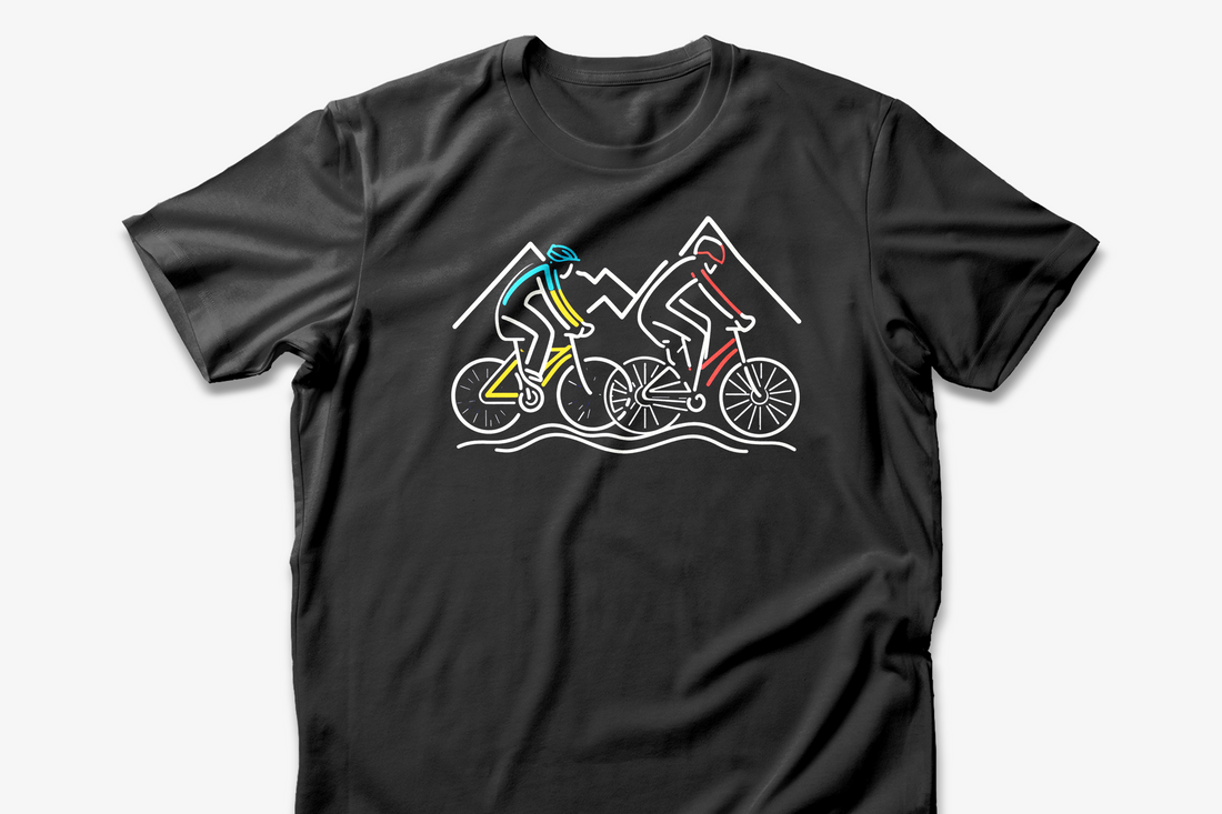 Mountain Biking T-Shirt | Line Art Cyclist Tee | Adventure Cycling Shirt | Minimalist Bike Design | Perfect Gift for Biking Enthusiasts