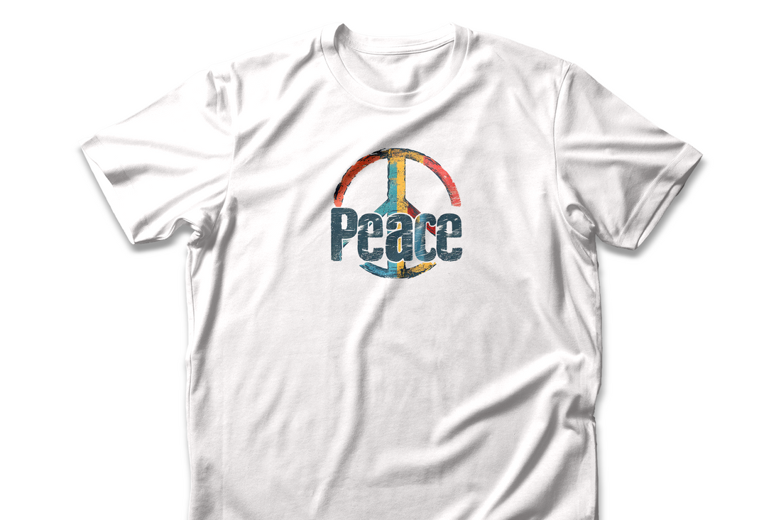 Vintage Peace Symbol T-shirt | Retro Distressed Design | Casual Statement Tee