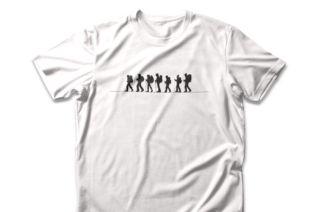 Minimalist Hiking T-shirt | Adventure Silhouette Design | Hiker Gift Tee