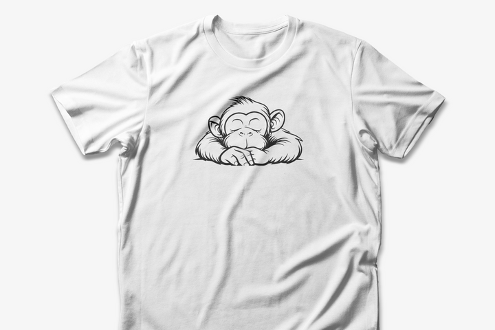 Sleepy Monkey T-shirt | Cute Animal Line Art Design | Fun Gift for Animal Lovers