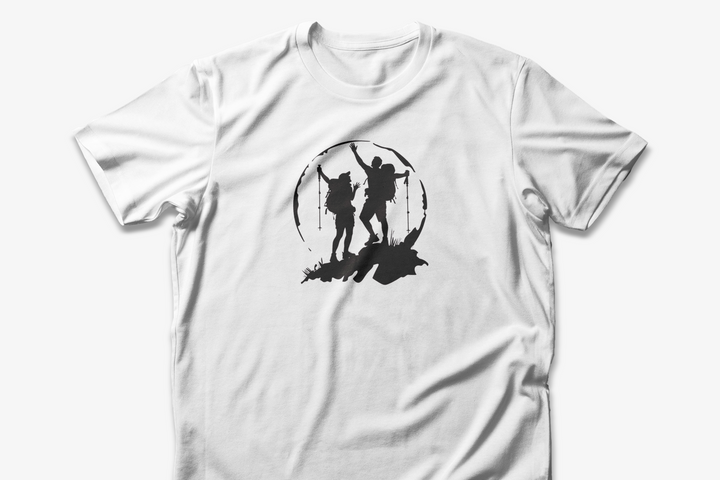 Hiking Adventure T-shirt | Bold Mountain Trek Silhouette Design | Outdoor Enthusiast Gift Tee