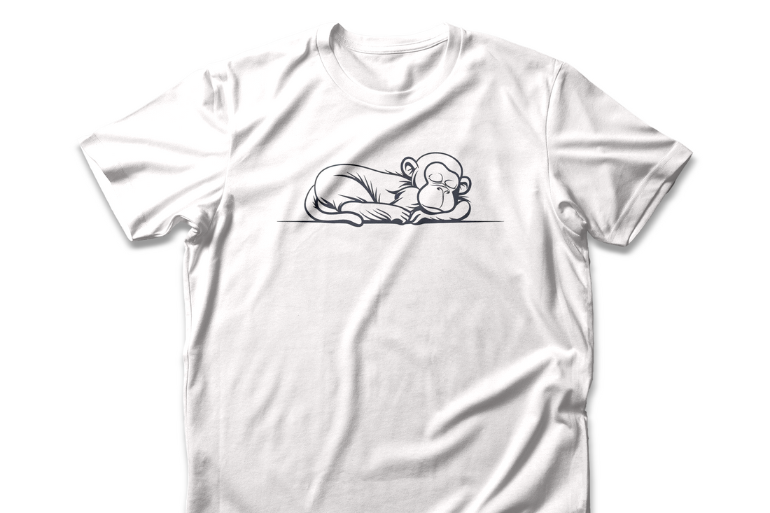 Sleeping Baby Monkey T-shirt | Minimalist Line Art | Casual Animal Graphic Tee