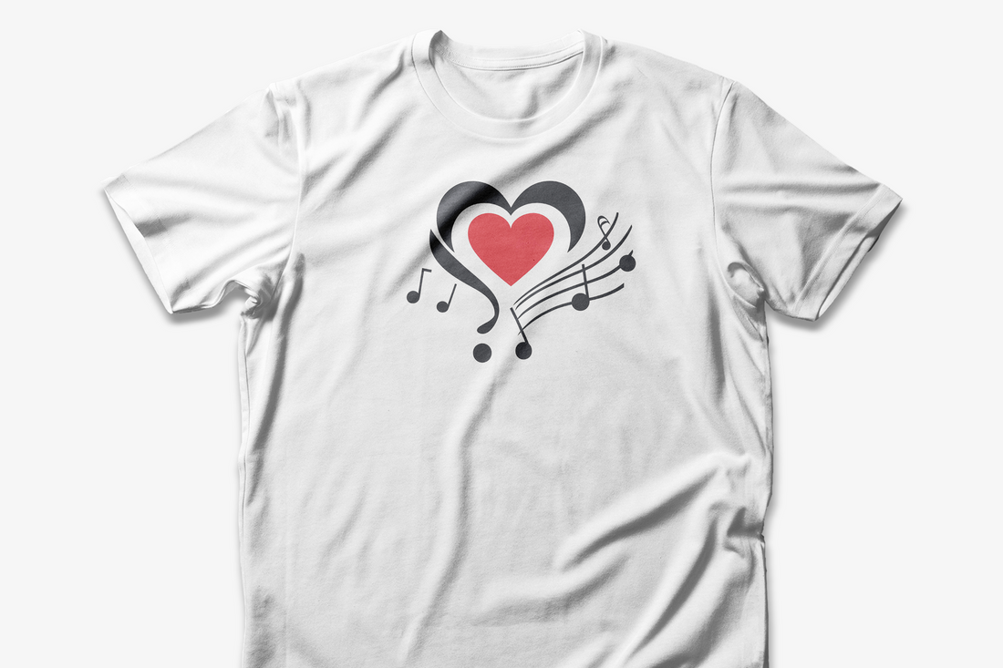 Heart & Music Notes T-shirt | Love for Music Design | Perfect Gift for Music Lovers