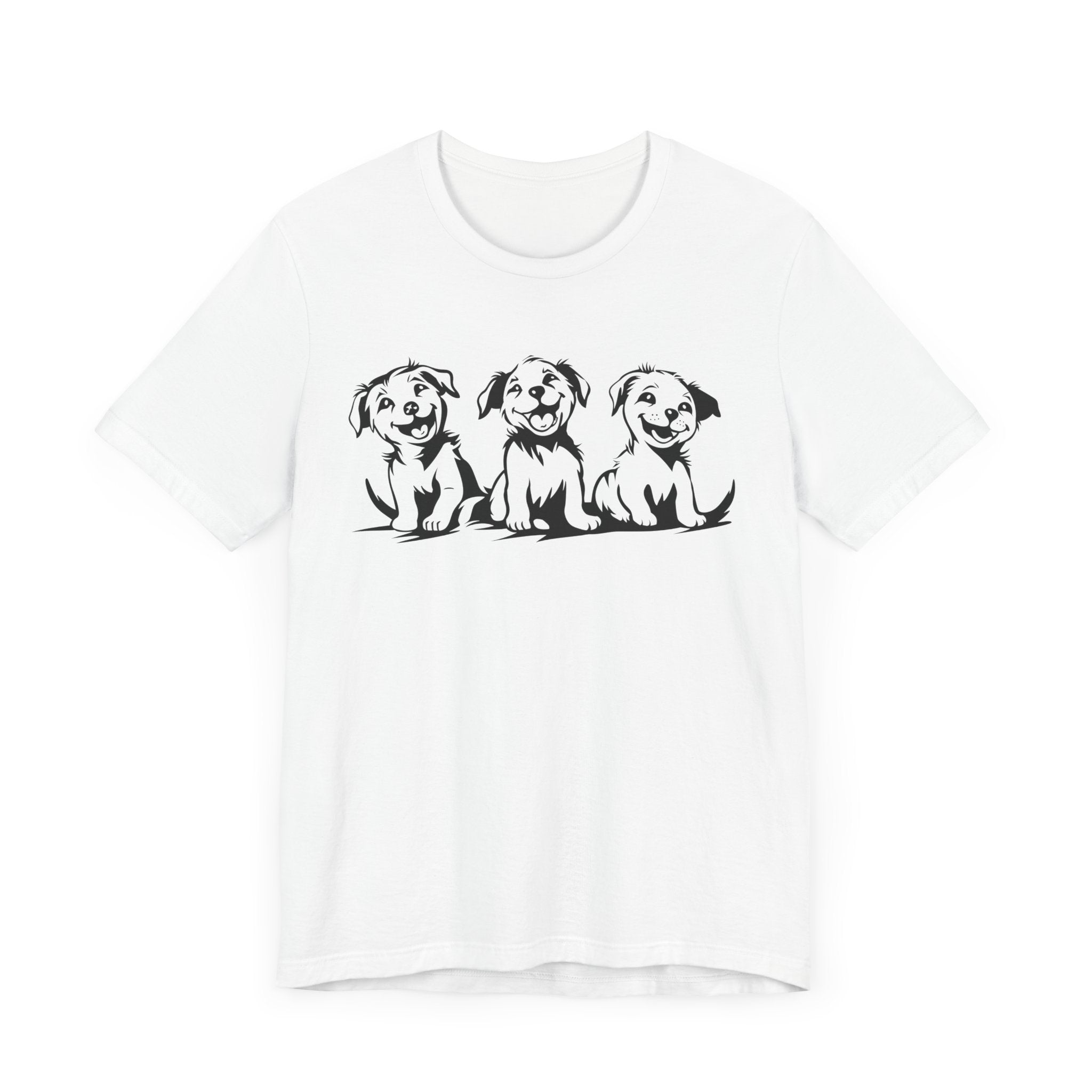 Three Dogs T-Shirt – Hand-Drawn Line Art Dog Tee UK