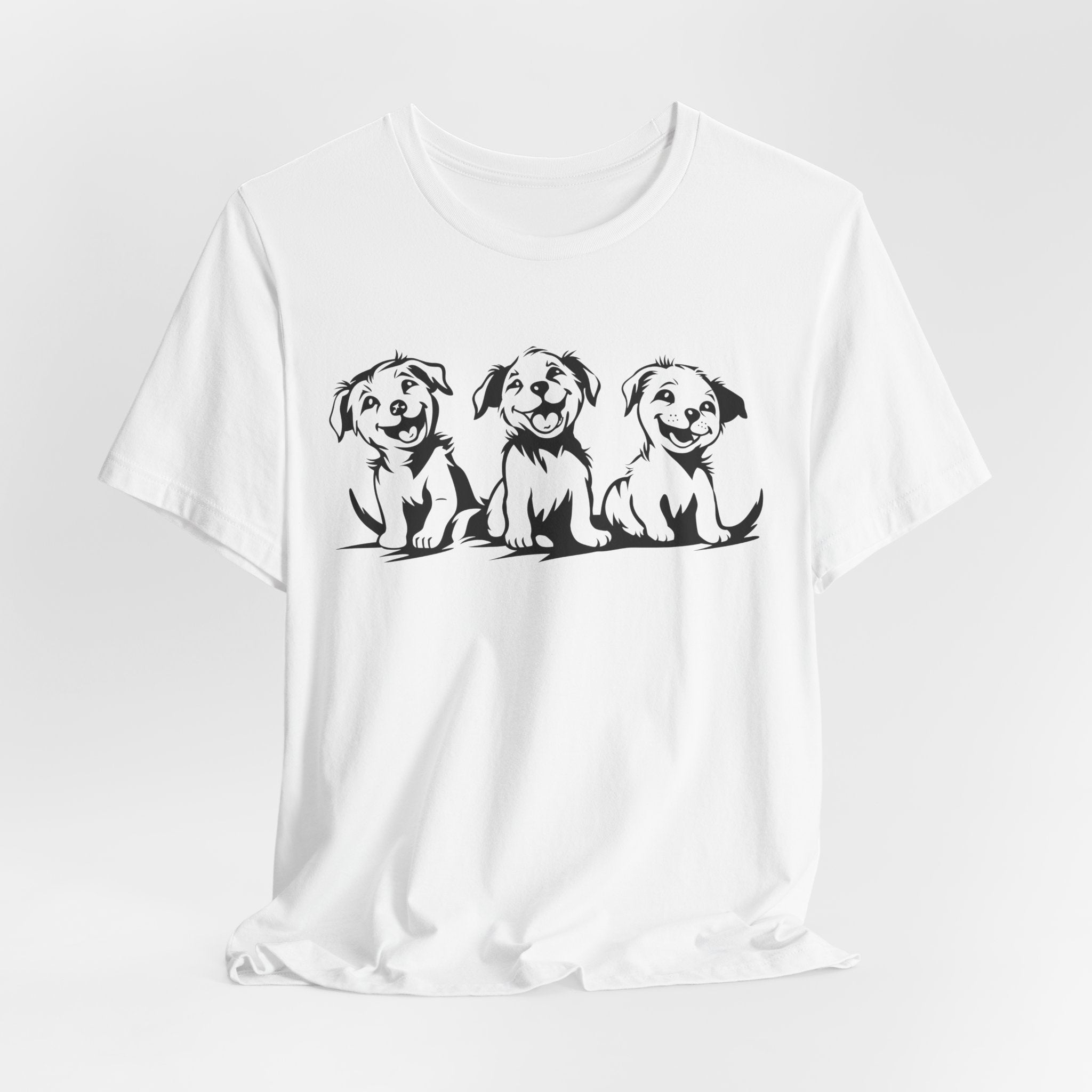 Three Dogs T-Shirt – Hand-Drawn Line Art Dog Tee UK